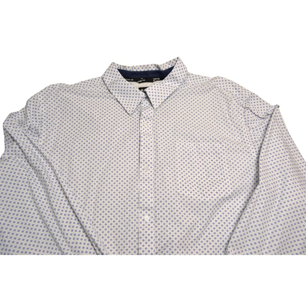RANK 45 Men's 3XLT Long Sleeve Button Down Shirt Blue White Geometric Print - Picture 3 of 9